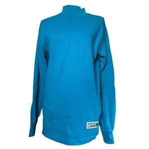 Vintage 90s Retro Discus Athletic Mock‎ Neck Long Sleeve Top Women's Turquoise